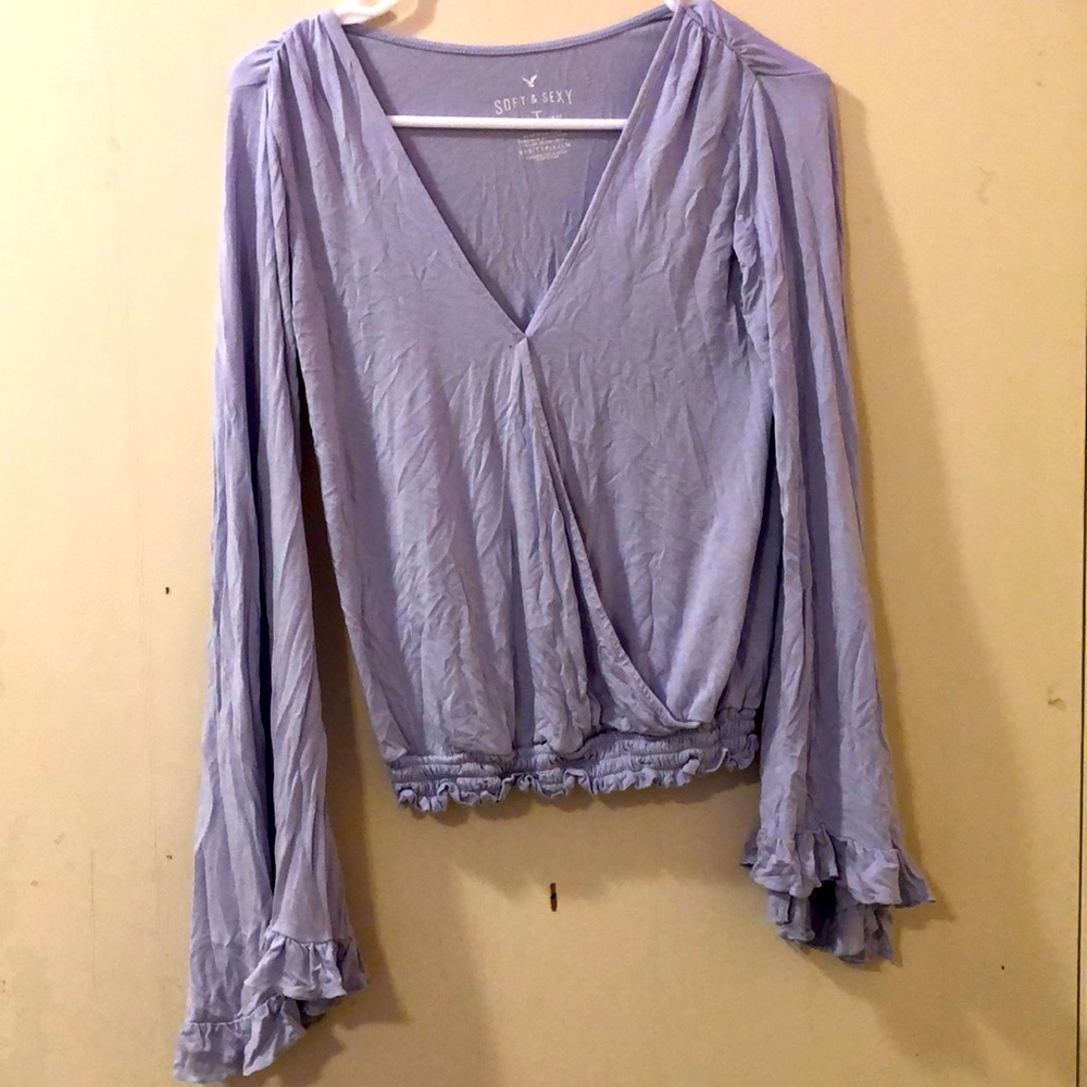 American Eagle Periwinkle Soft Flowy Long Sleeve T
